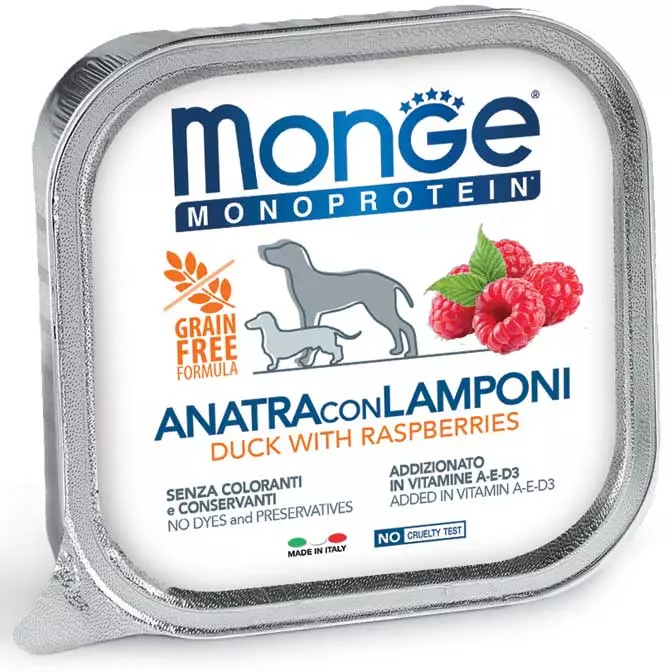 Monge Cane Monoprotein Frutta Anatra e Lamponi 150 g