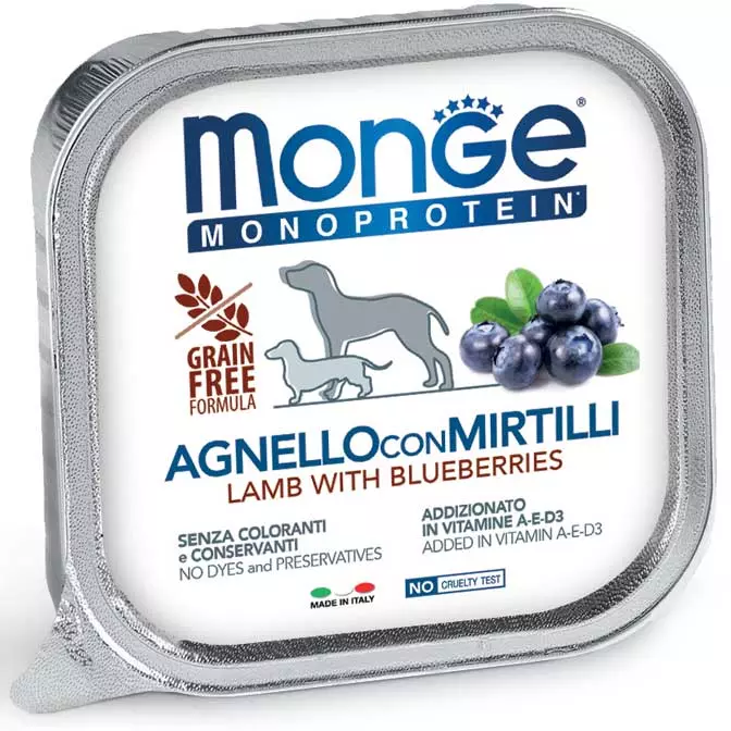 Monge Cane Monoprotein Frutta Agnello e Mirtilli 150 g