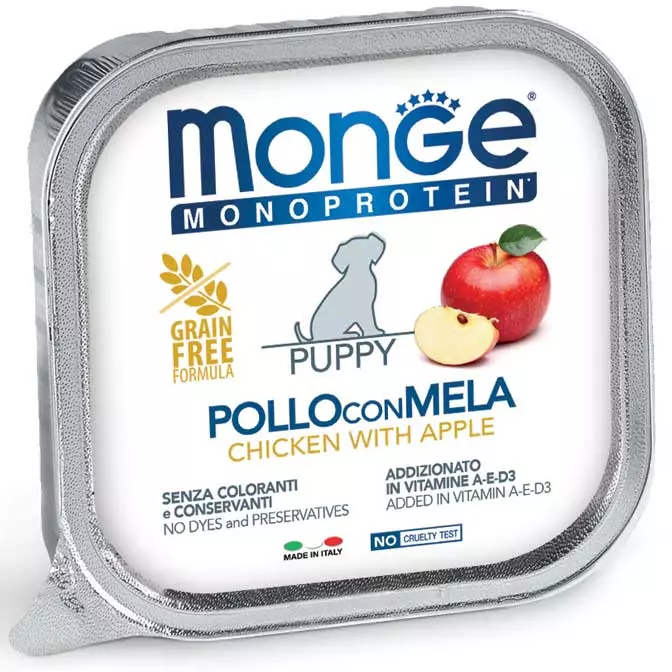 Monge Cane Monoprotein Frutta Junior Pollo e Mela 150 g
