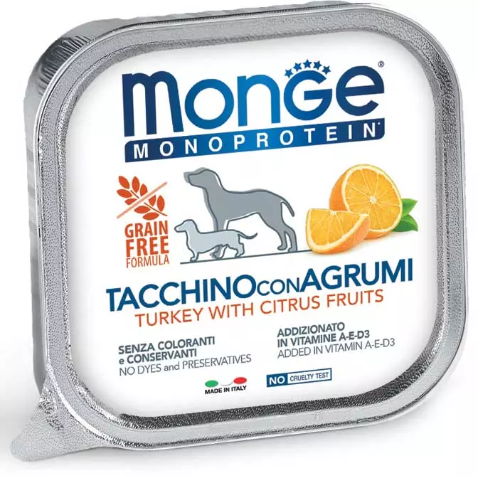 Monge Cane Monoprotein Frutta Tacchino e Agrumi 150 g