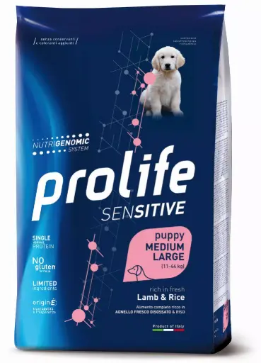[CSPROSSTPLR10000] Prolife Sensitive Puppy Agnello Riso 10 kg