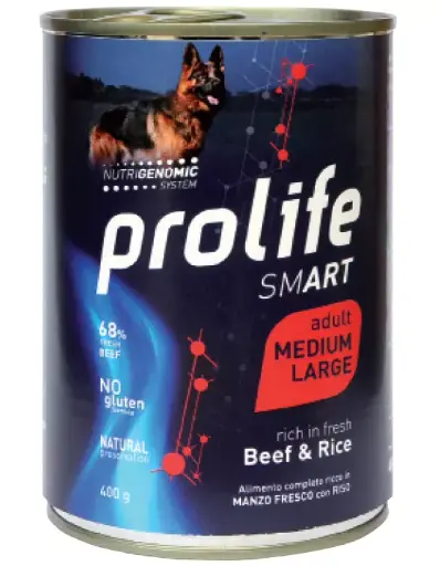 [CUPROSMAABR00400] Prolife Smart Adult Manzo Riso 400 g