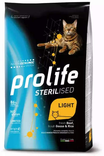 [GSPROSTRLBR01500] Prolife Sterilised Light Adult Manzo Oca 1,5 kg
