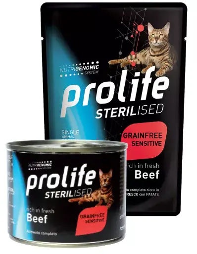 [GUPROSTRSBR00085] Prolife Sterilised Adult Grain Free Manzo 85 g