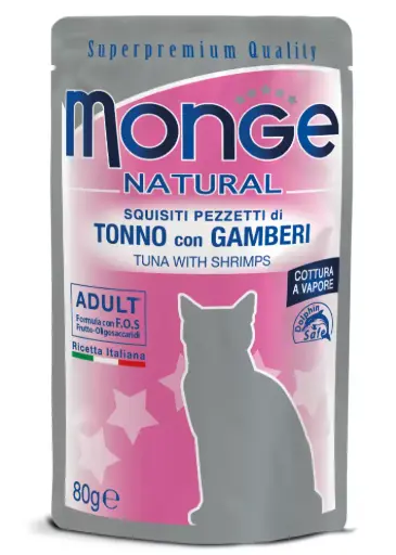 [GUMONNATTEG00080] Monge Gatto Natural Tonno e Gamberetti 80 g