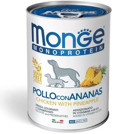 [CUMONFMNPAN00400] Monge Cane Monoprotein Frutta Pollo e Ananas 400 g
