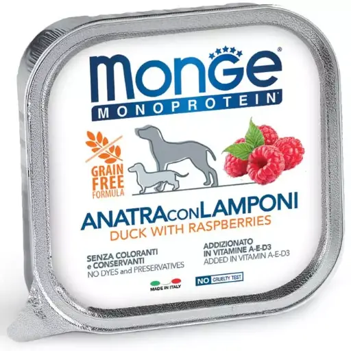 [CUMONFMNANL00150] Monge Cane Monoprotein Frutta Anatra e Lamponi 150 g
