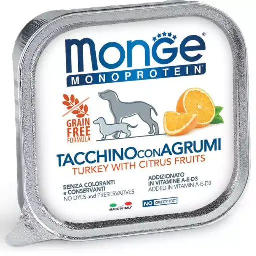 [CUMONFMNTCA00150] Monge Cane Monoprotein Frutta Tacchino e Agrumi 150 g