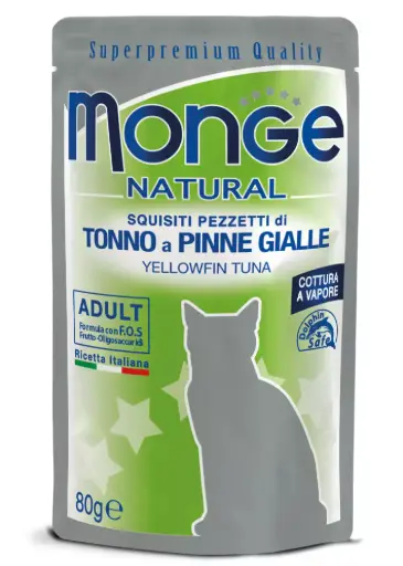[GUMONNATTAT00080] Monge Gatto Natural Tonno Pinne Gialle 80 g 